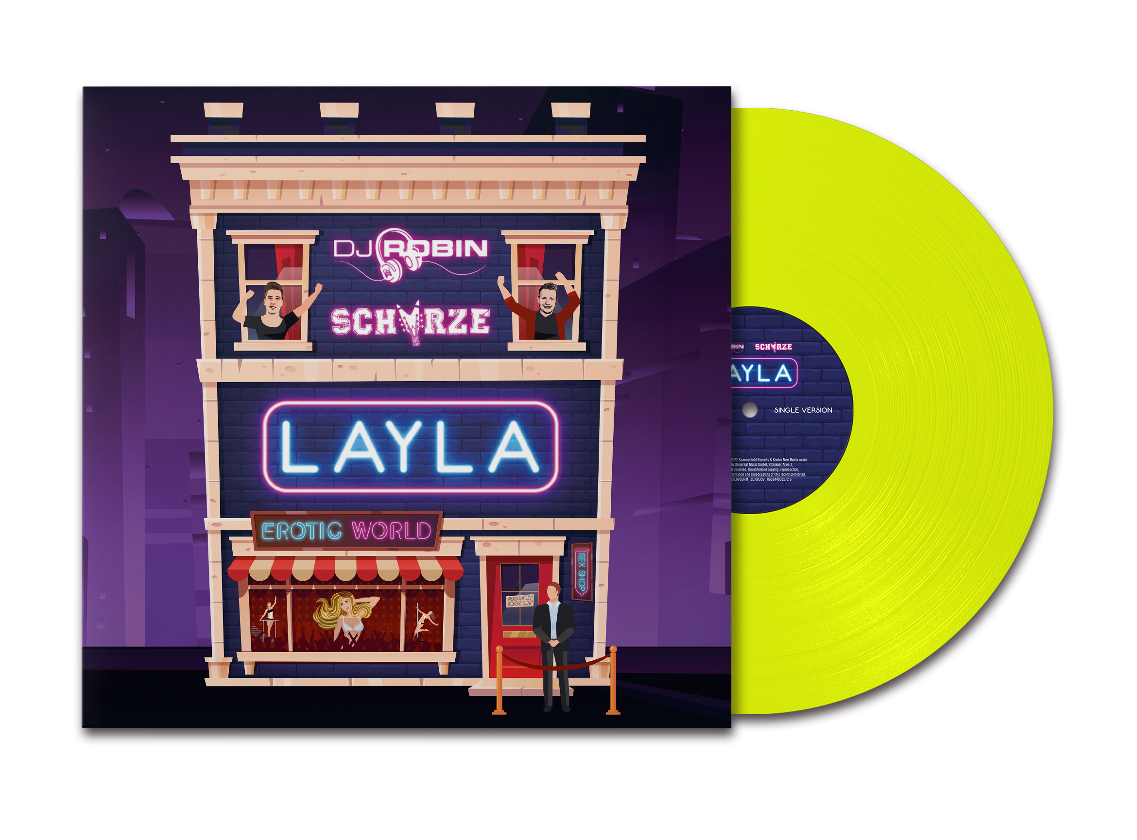 DJ Robin & Schürze Layla Limitierte Exklusive Neongelbe 7inch Vinyl Single + T-Shirt 225052