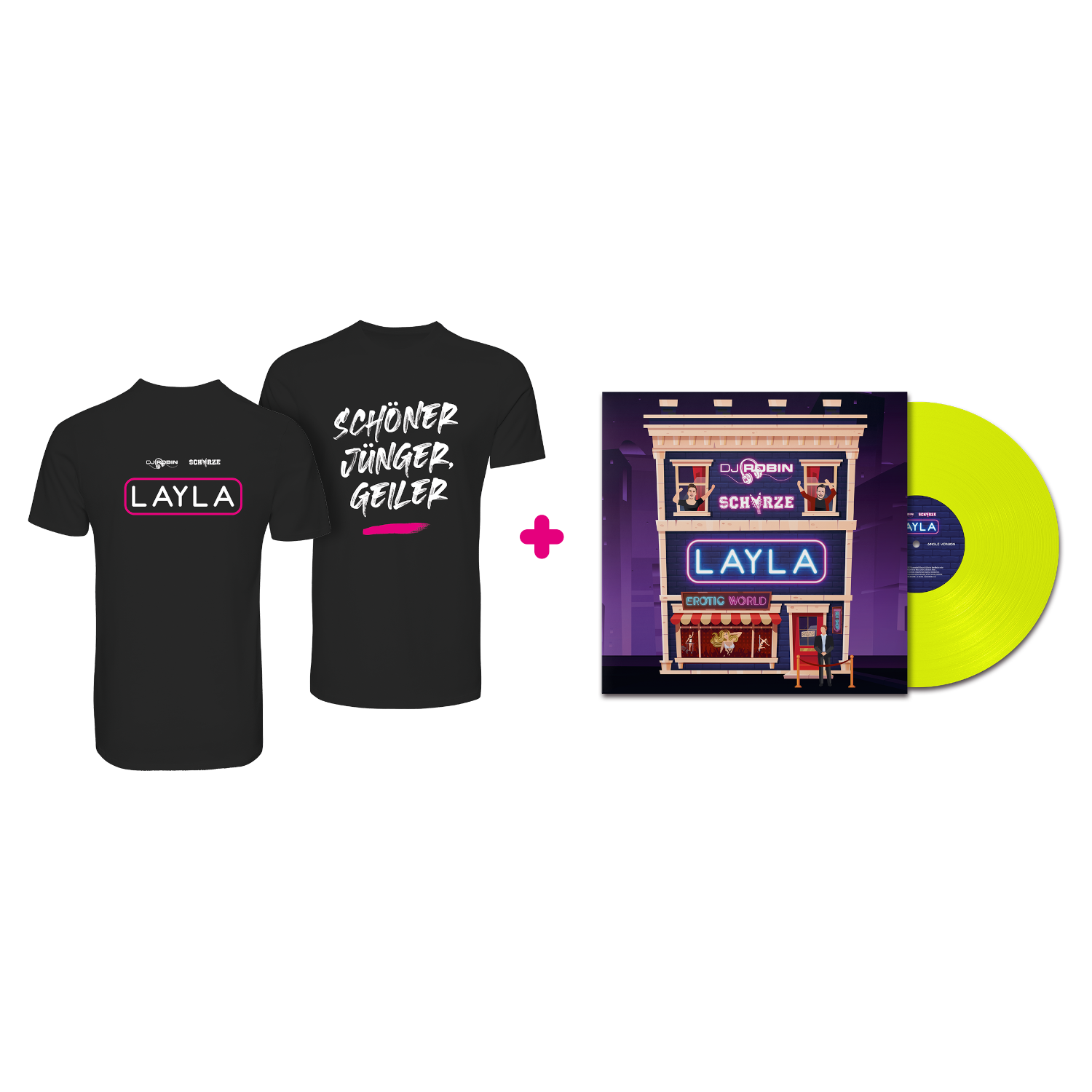 DJ Robin & Schürze Layla Limitierte Exklusive Neongelbe 7inch Vinyl Single + T-Shirt 314631