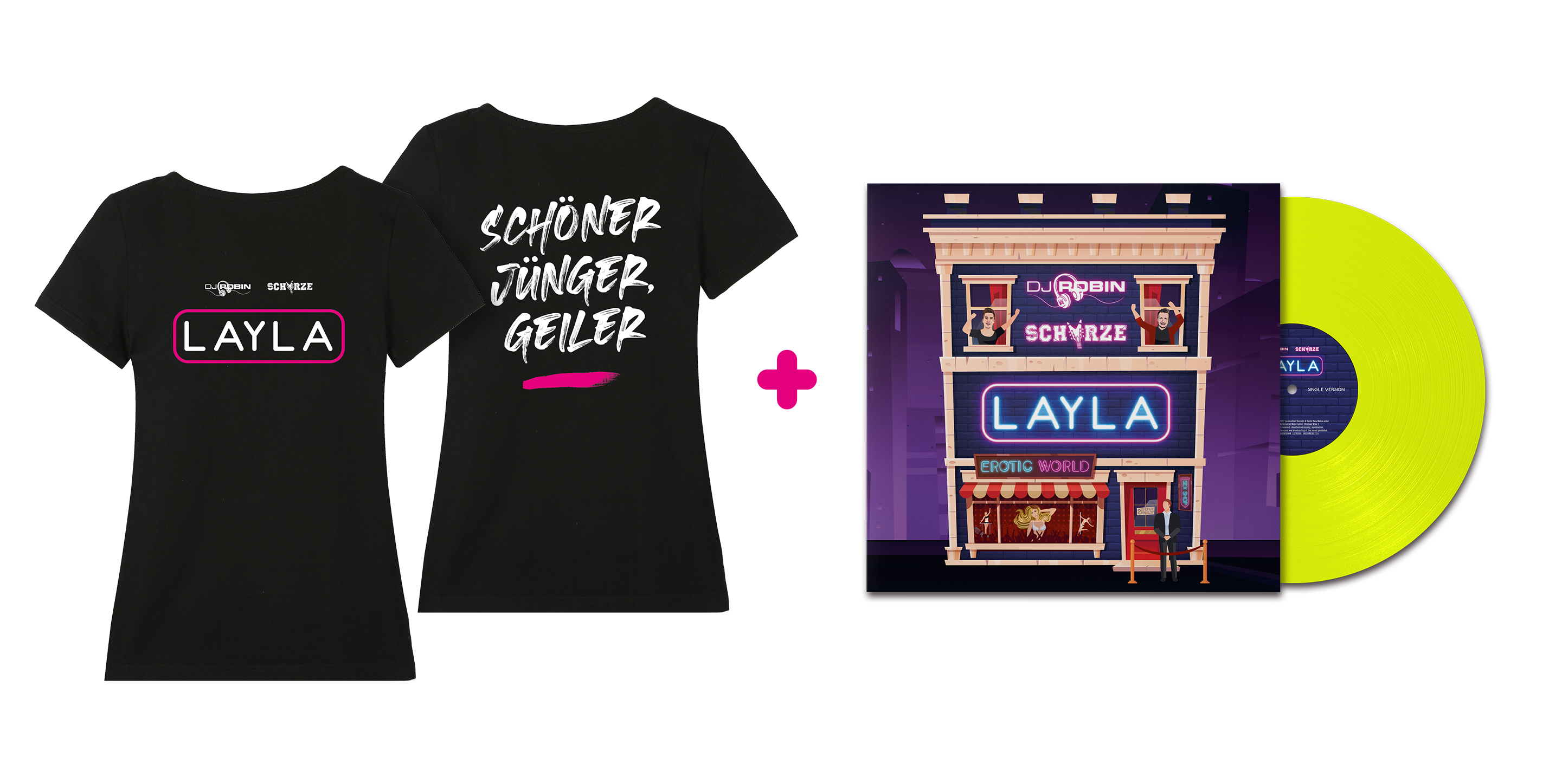 DJ Robin & Schürze Layla Ltd. Exklusive Neongelbe 7inch Vinyl + Girlie Shirt 225059